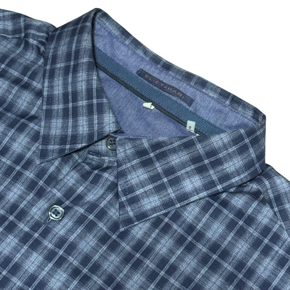 Elie Tahari Long Sleeve Button Up Shirt Blue / Gray Plaid Men's Size L